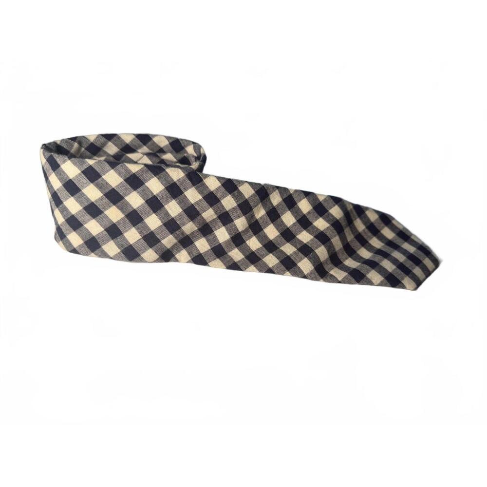 J. Crew Skinny Navy/White Check Plaid Cotton Men's Neck Tie Made in USA